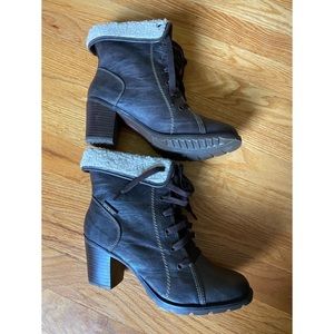 Chocolate Brown Lace-up Booties